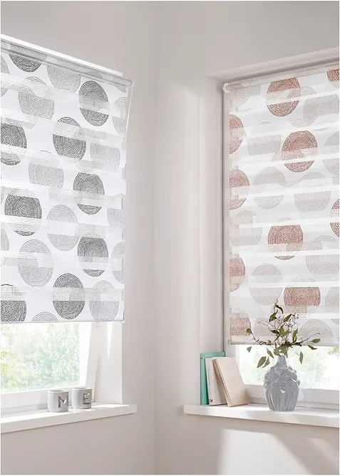 Tenda a rullo doppia con motivo a cerchi, bonprix