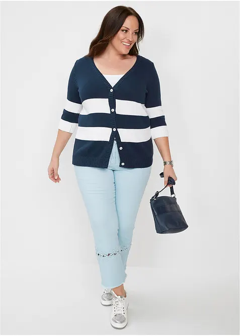 Cardigan in maglia di cotone a righe, bonprix