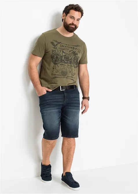 Bermuda di jeans elasticizzati, slim fit, bonprix