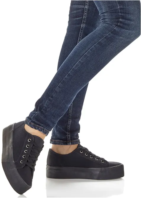 Sneaker in tela di cotone con plateau, bonprix