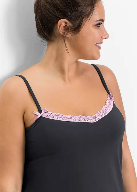 Camicia da notte corta con pizzo delicato, bonprix