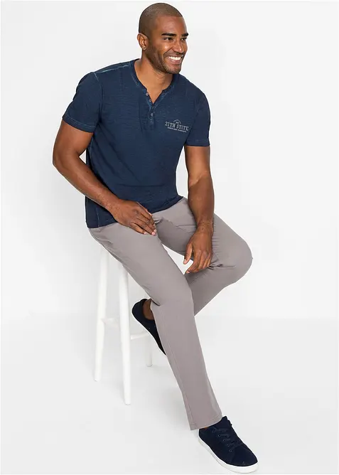 Maglia serafino a maniche corte in puro cotone effetto lavato, bonprix