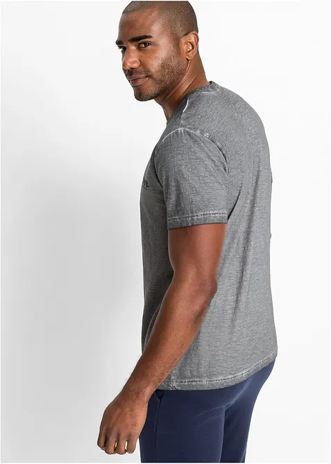 Maglia serafino a maniche corte in puro cotone biologico effetto lavato, bonprix