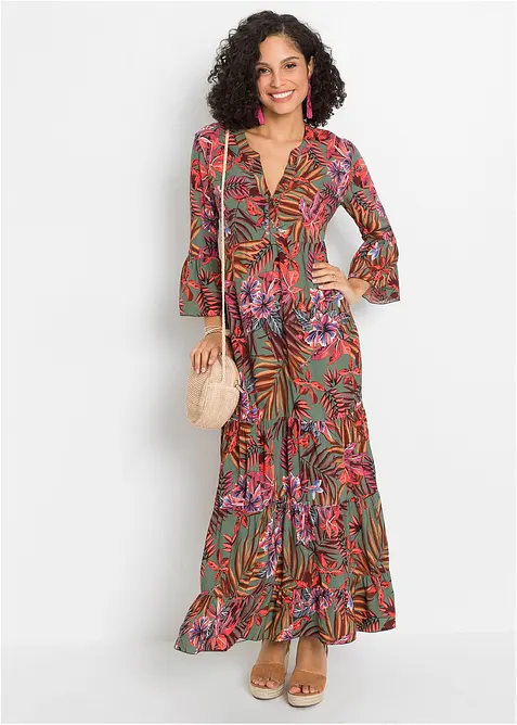 Abito lungo fantasia in viscosa fluente, bonprix