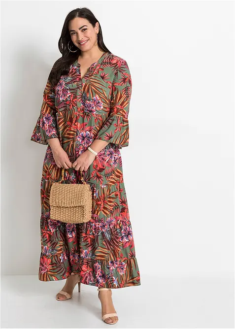 Abito lungo fantasia in viscosa fluente, bonprix