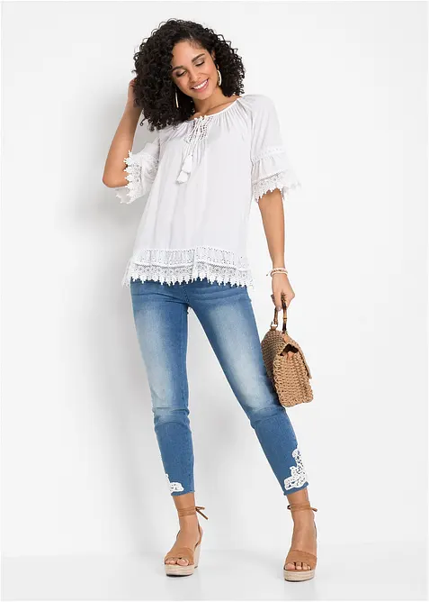 Tunica con pizzo in morbida viscosa, bonprix