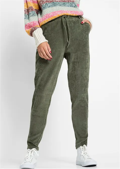 Pantaloni effetto velluto con elastico in vita, bonprix