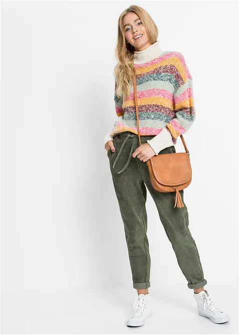 Pantaloni effetto velluto con elastico in vita, bonprix