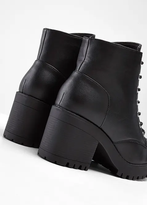 Stivaletti stringati con tacco a blocco, bonprix