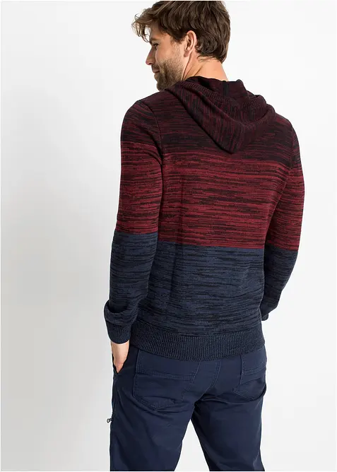 Maglione morbido in filato fine misto cotone con cappuccio, bonprix