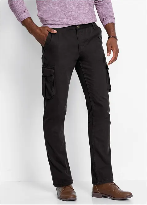 Pantaloni cargo in puro cotone, taglio confortevole regular fit, straight, bonprix