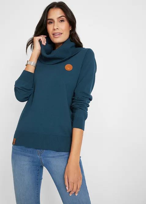 Maglione in filato fine con collo ampio, bonprix