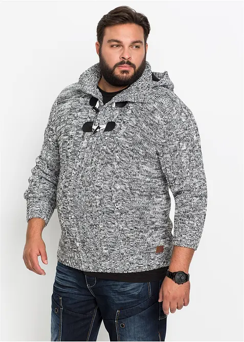 Maglione in filato grosso con cappuccio e cotone, bonprix