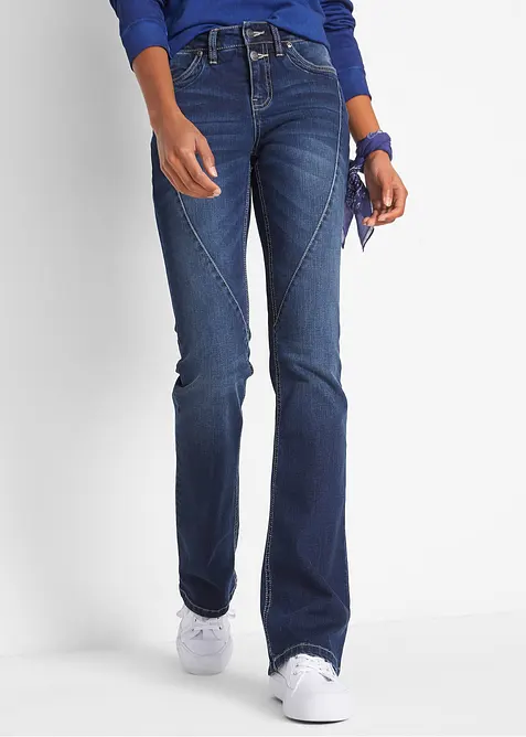 Jeans bootcut elasticizzati, vita media, bonprix