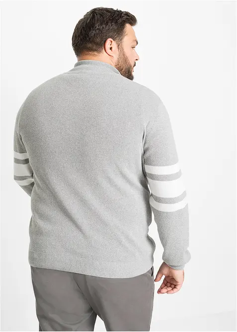 Maglione con zip al colletto e cotone riciclato, bonprix