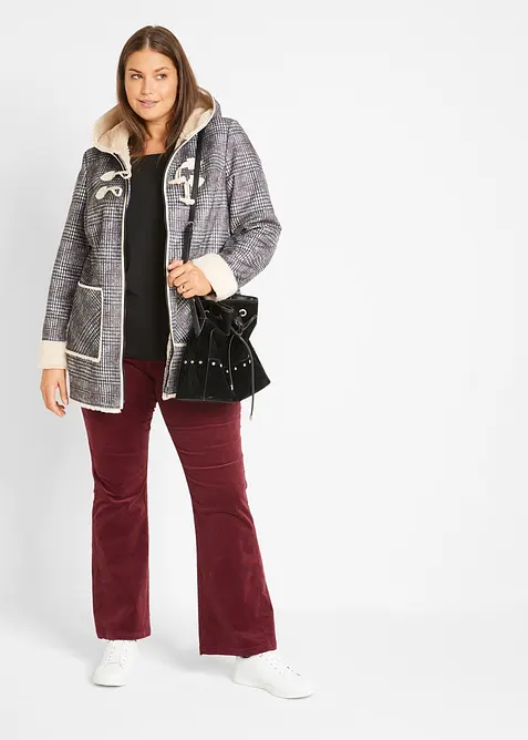 Pantaloni a zampa in velluto di cotone elasticizzato, bonprix
