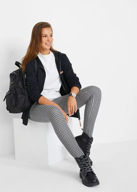 Felpa con zip e cappuccio in puro cotone, bonprix