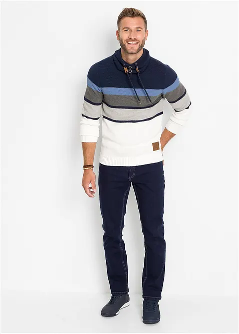 Maglione in filato grosso con collo tubolare in puro cotone, bonprix