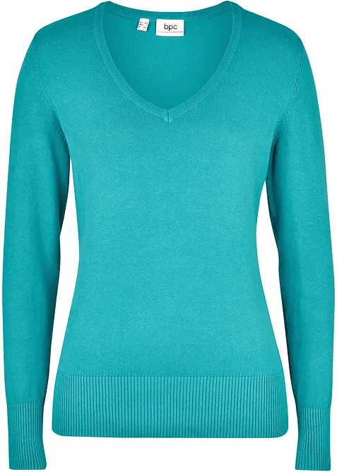 Maglione in filato fine con scollo a V, bonprix