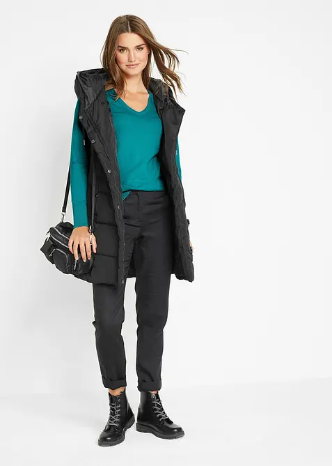 Maglione in filato fine con scollo a V, bonprix