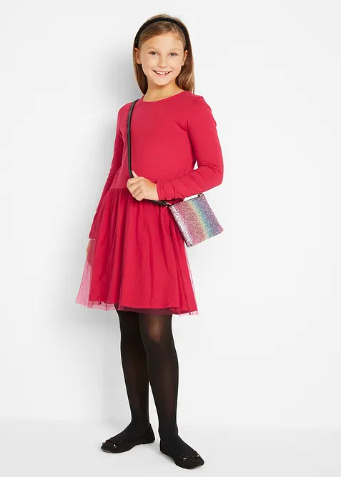 Abito in jersey con tulle, bonprix