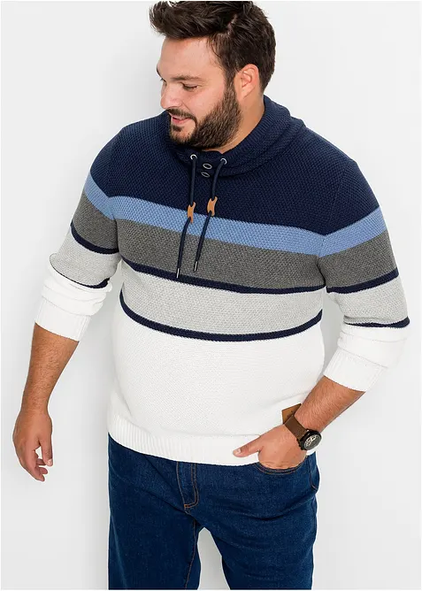 Maglione in filato grosso con collo tubolare in puro cotone, bonprix