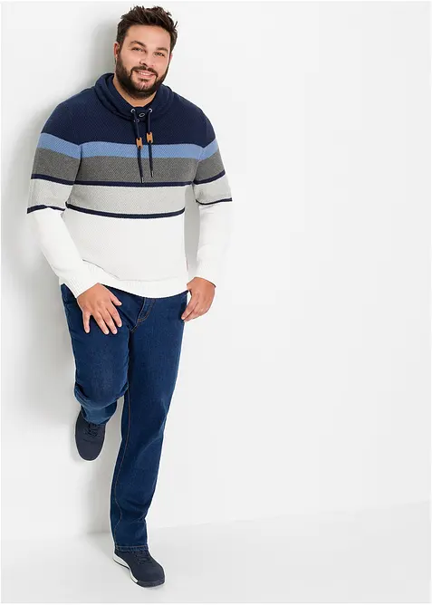 Maglione in filato grosso con collo tubolare in puro cotone, bonprix