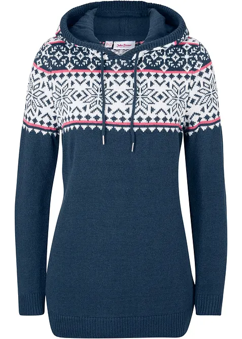 Maglione norvegese con cappuccio, bonprix