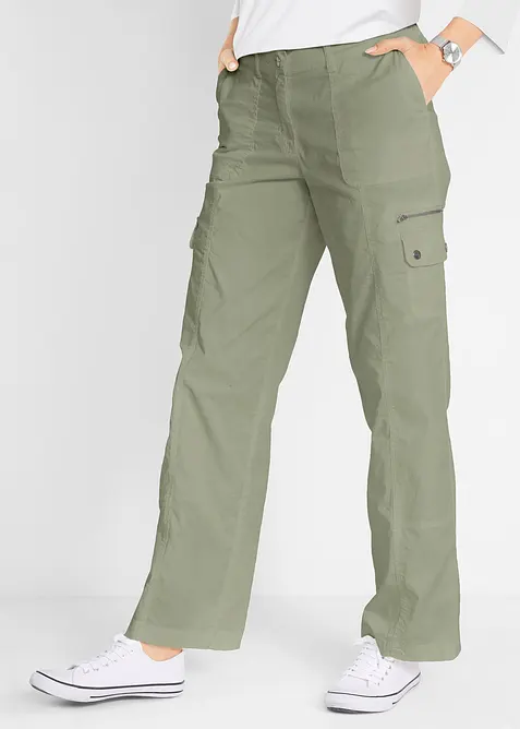 Pantaloni cargo in cotone, vita media, bonprix