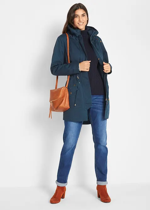 Parka corto in cotone a collo alto con coulisse, bonprix