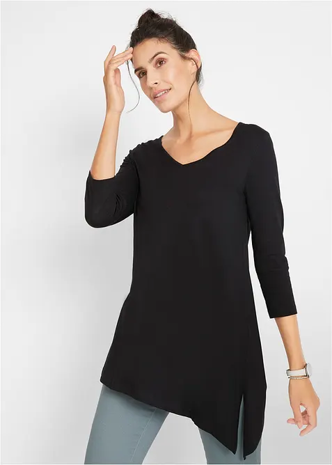 Maglia lunga in misto viscosa e cotone, bonprix