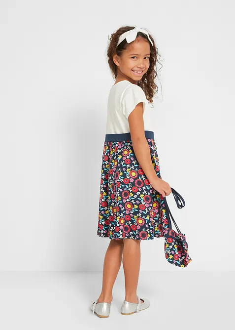 Abito in maglina e borsetta (set 2 pezzi) in puro cotone biologico, bonprix