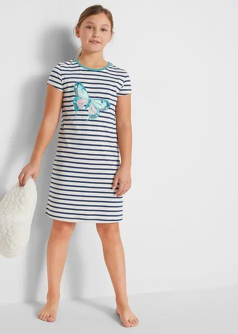 Camicia da notte a maniche corte in puro cotone (pacco da 2), bonprix