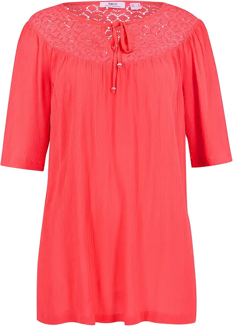 Tunica lunga in crinkle a mezze maniche, bonprix