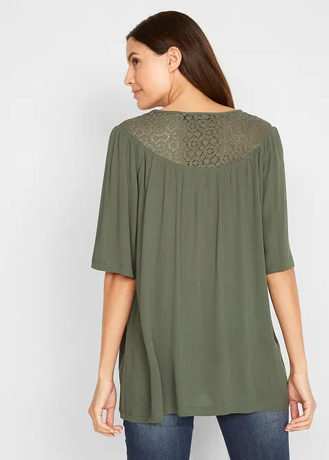 Tunica lunga in crinkle a mezze maniche, bonprix