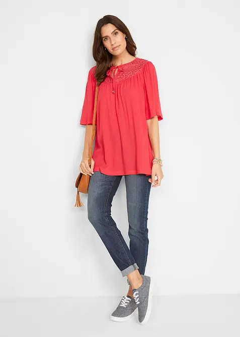 Tunica lunga in crinkle a mezze maniche, bonprix