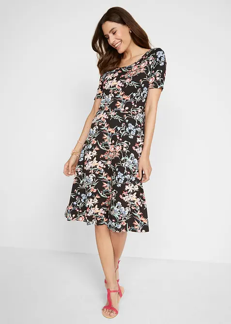 Abito svasato al ginocchio in jersey, bonprix