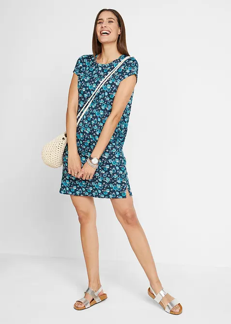 Abito in maglina con spacchi laterali in puro cotone (pacco da 2), bonprix