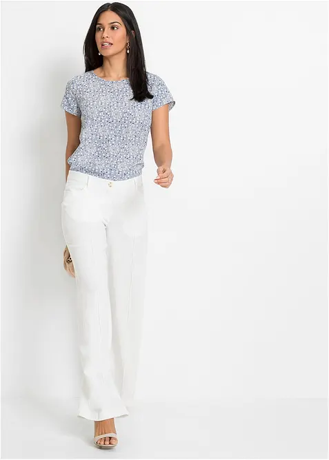 Pantaloni a palazzo in misto lino fresco e leggero, bonprix