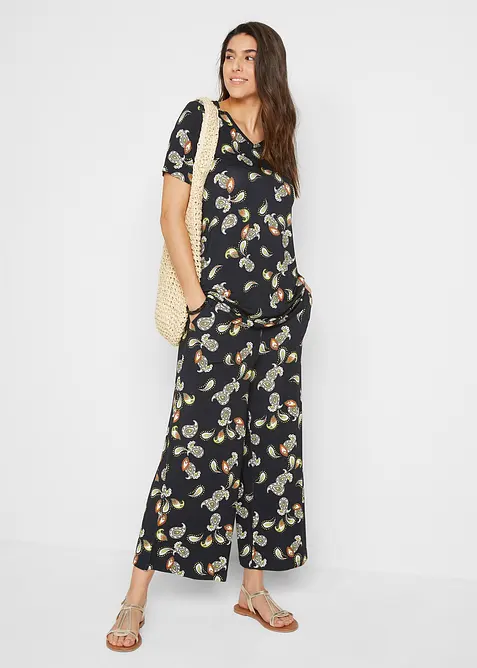 Maglia e pantaloni culotte in misto viscosa fluente (set 2 pezzi), bonprix