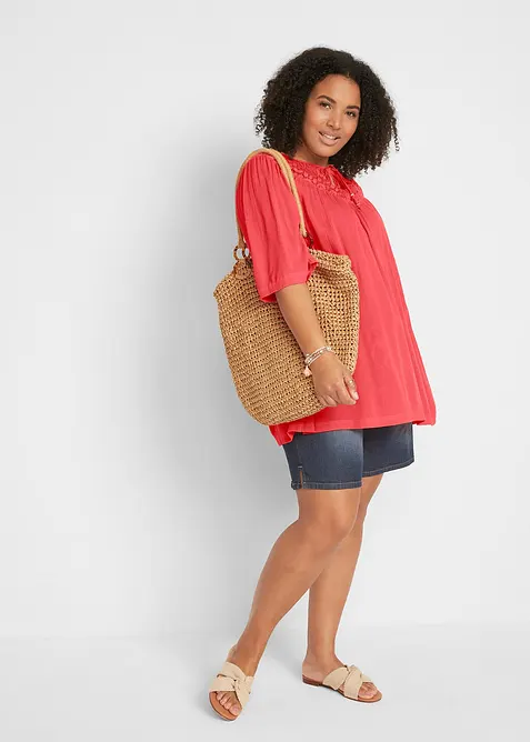 Tunica lunga in crinkle a mezze maniche, bonprix