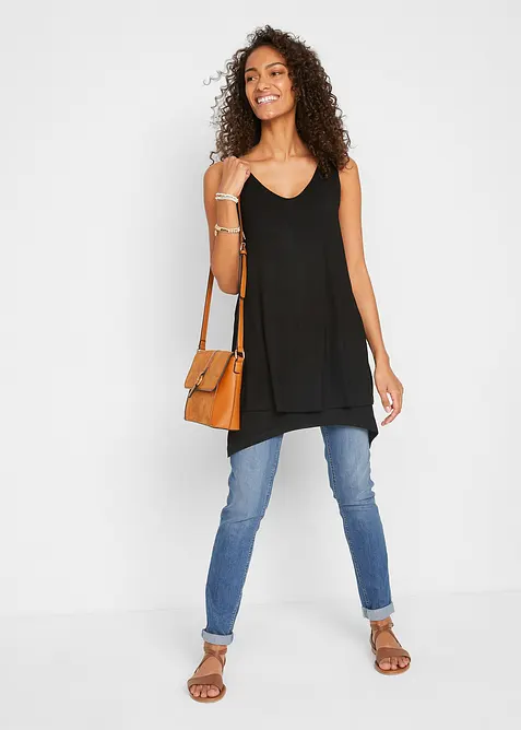 Top lungo a doppio strato in misto viscosa, bonprix