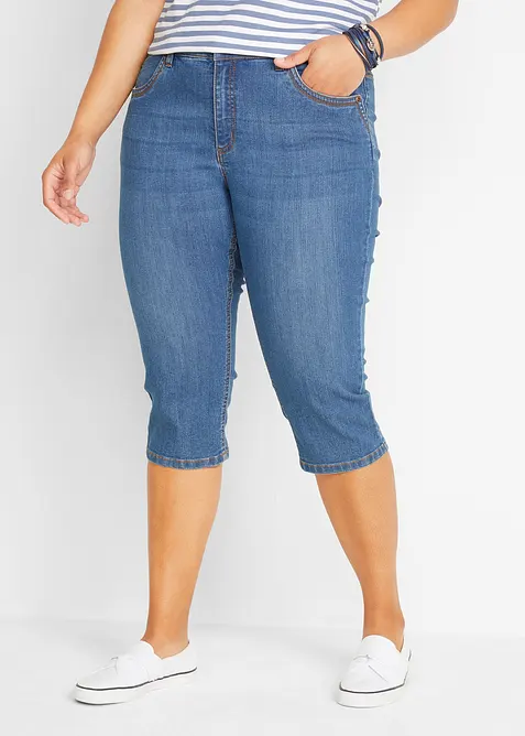 Jeans capri slim, vita media, bonprix