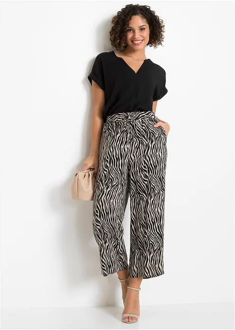 Pantaloni culotte fantasia in viscosa fluente, bonprix