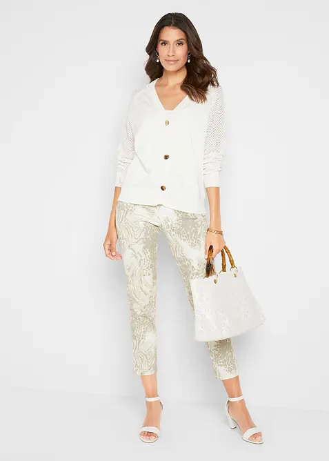 Pantaloni cropped elasticizzati a fantasia, bonprix