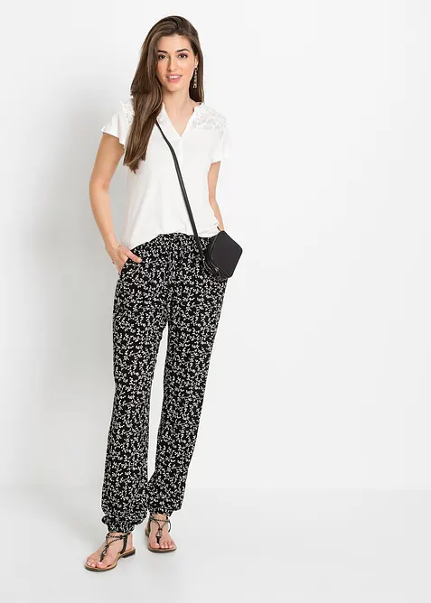 Maglia serafino in misto viscosa, bonprix