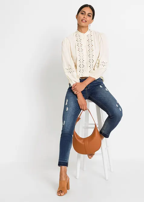 Camicetta con pizzo in misto viscosa morbido, bonprix