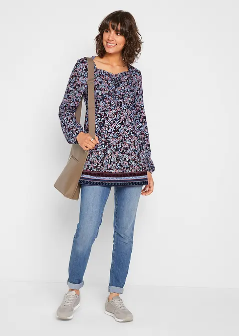 Maglia stile tunica in misto cotone e viscosa, bonprix