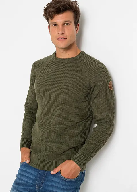 Maglione in filato grosso con cotone riciclato, bonprix