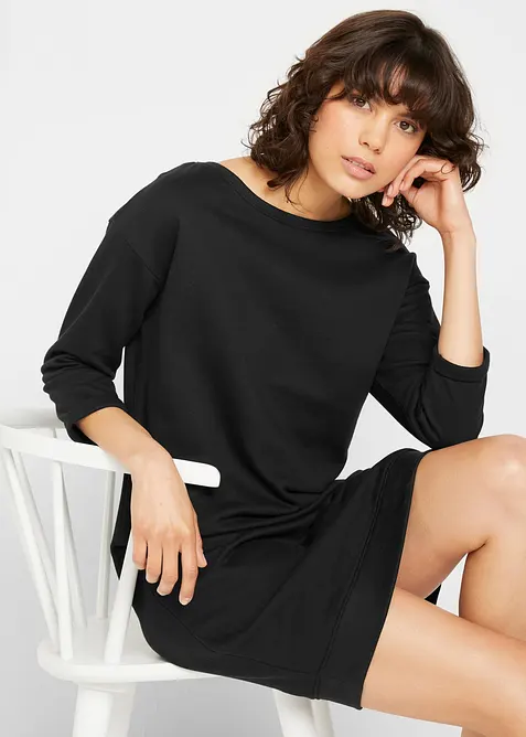 Abito in felpa con manica a 3/4 e interno garzato morbido, bonprix